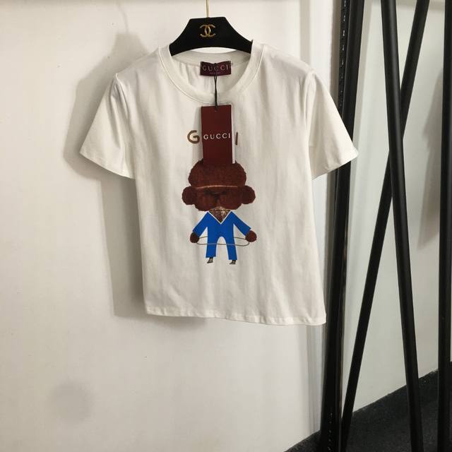 Style No. 20253295 Gucc* New Sports Teddy Puppy Print Fashion Short Sleeve T-Shi