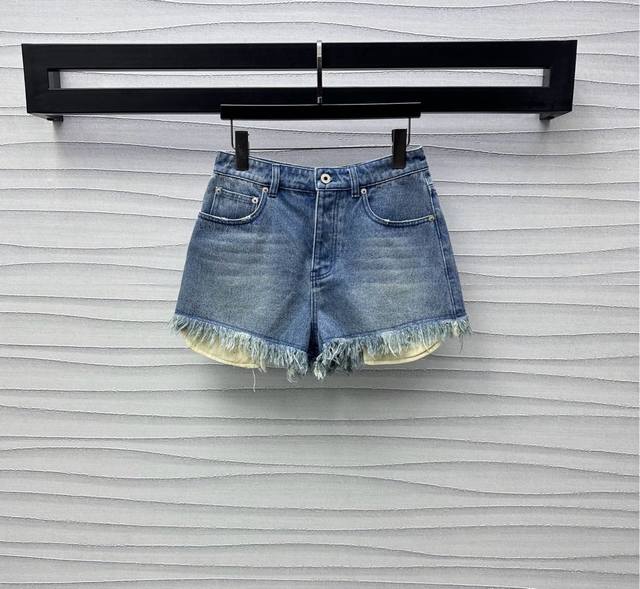 loew*2025 New Arrivals Raw-Edge Denim Shorts Customized Yb Imported Twill Cot