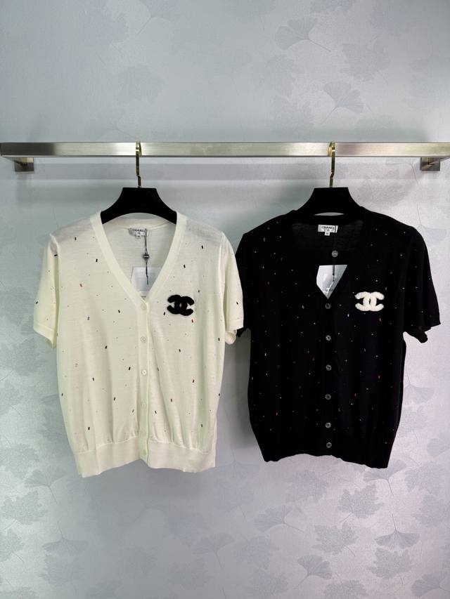 chane*Short-Sleeved Cardigan Is Available In Two Colors: White And Black. The