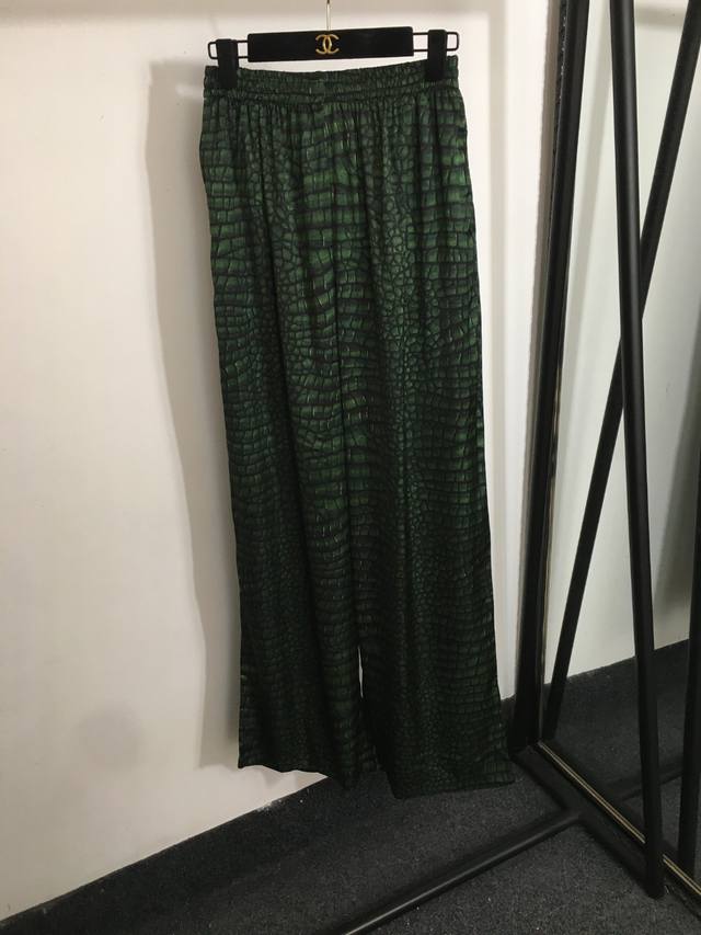 Style No. 20253258 Balenciag* New Crocodile Print Elastic Waist Casual Wide Leg