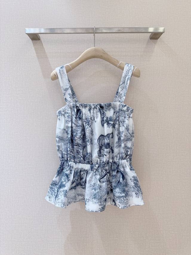 d New Product Recommendation Dark Blue Animal Print Top Short Cut With Wide S