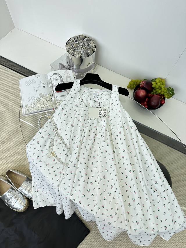 25Ss Loewe Counter Synchronization Small Floral Baby Vest Skirt Cute Age-Redu