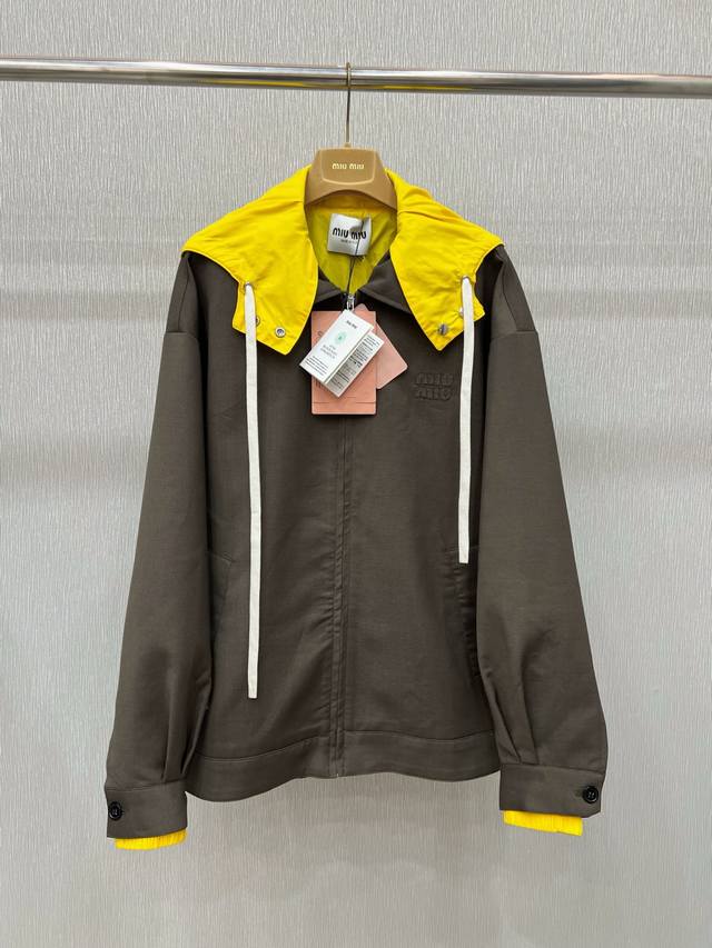 miumi* 25Fw Early Autumn New Logo Zipper Hooded Jacket | Exclusive High-Editi