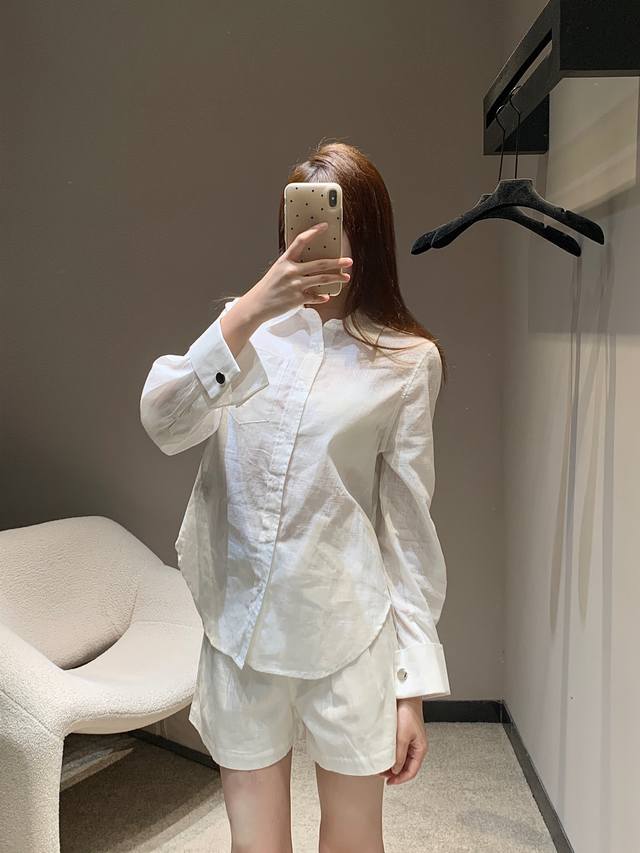 saint Lauren* 25Ss Spring And Summer New Letter Embroidered Long-Sleeved Shir