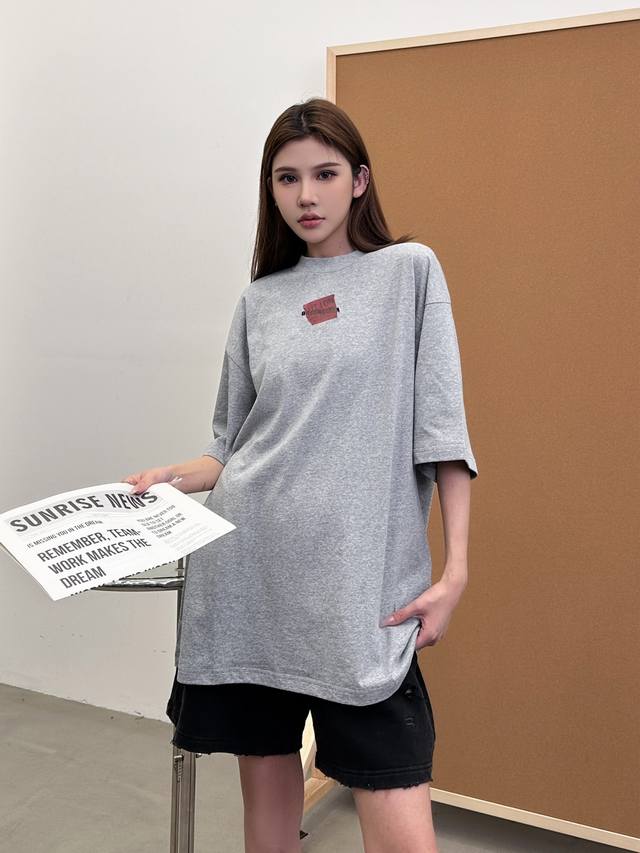 Paris New Tape Series T Garment Washing Front And Back Embroidery And Tape Print