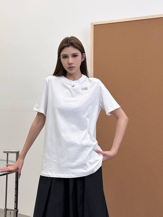 mm6 New Short-Sleeved T-Shirt With Adhesive Tape Printing Process 100% Combed
