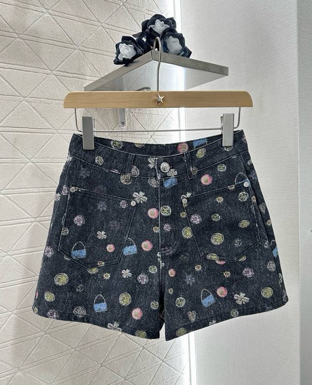 chane*2025 New Arrivals Printed Colorful Denim Vest Shorts Set Customized Yb