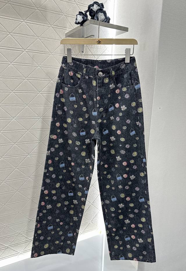chane*2025 New Arrivals Colorful Printed Wide-Leg Jeans Customized Yb Twill C