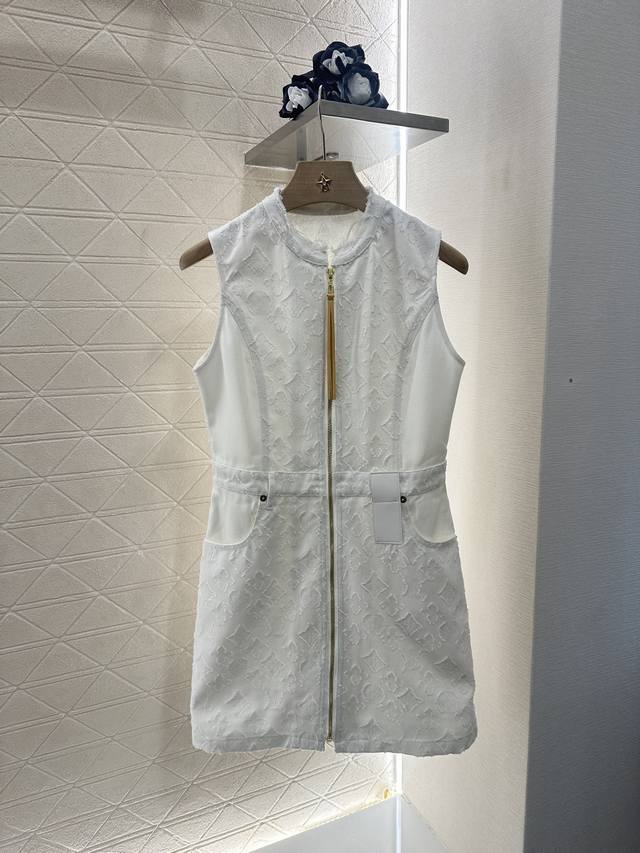 louis Vuitto*2025 New Arrivals Jacquard Zipper Vest Dress Customized Yb Twill