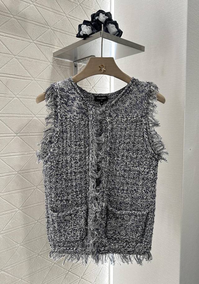 chane*2025 New Arrivals Round Neck Raw Edge Knitted Vest Customized Yb Cotton