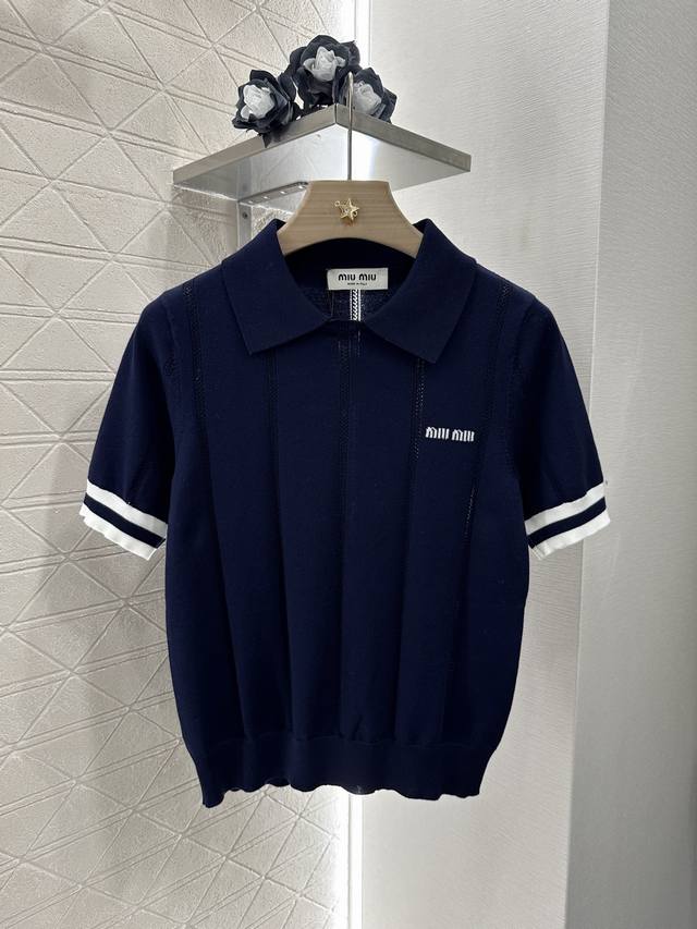 miumi*2025 New Arrivals Knitted Lapel Short Sleeves Customized Yb Tencel Yarn