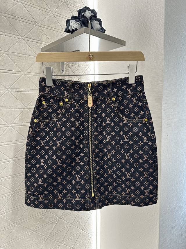 louis Vuitto*2025 New Arrivals Printed Denim Bra Vest Skirt Set Customized Yb