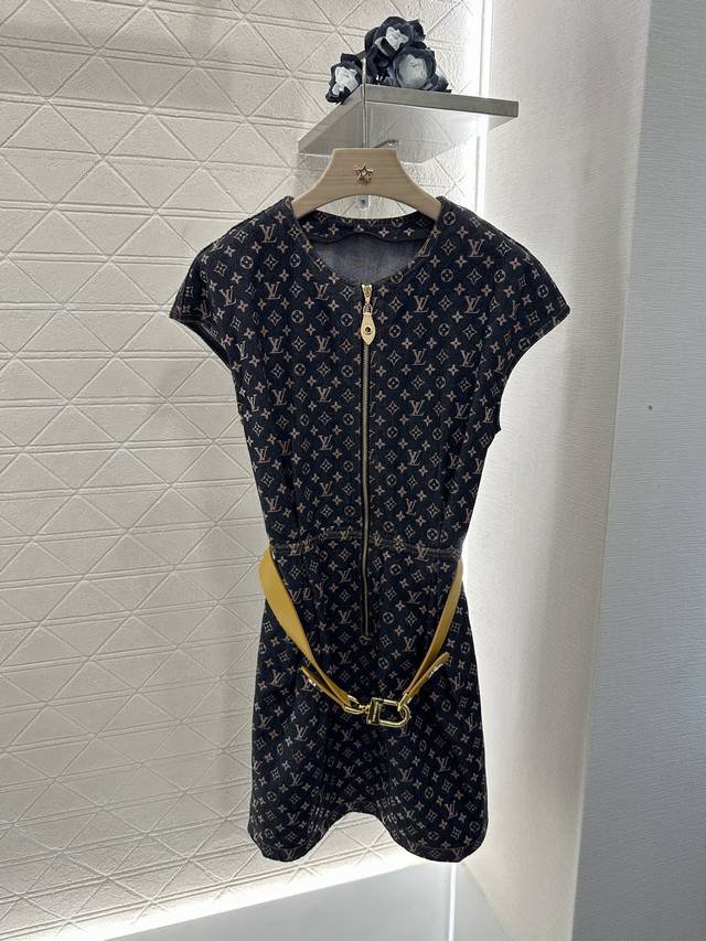 louis Vuitto*2025 New Arrivals Printed Jacquard Denim Dress Customized Yb Twi