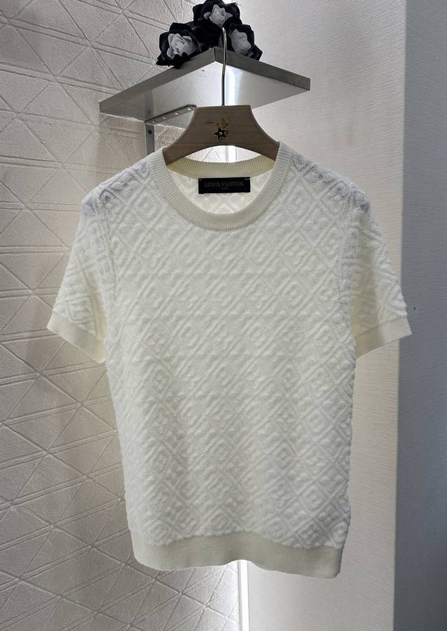 louis Vuitto*2025 New Arrivals Round Neck Jacquard Knitted Short Sleeves Cust