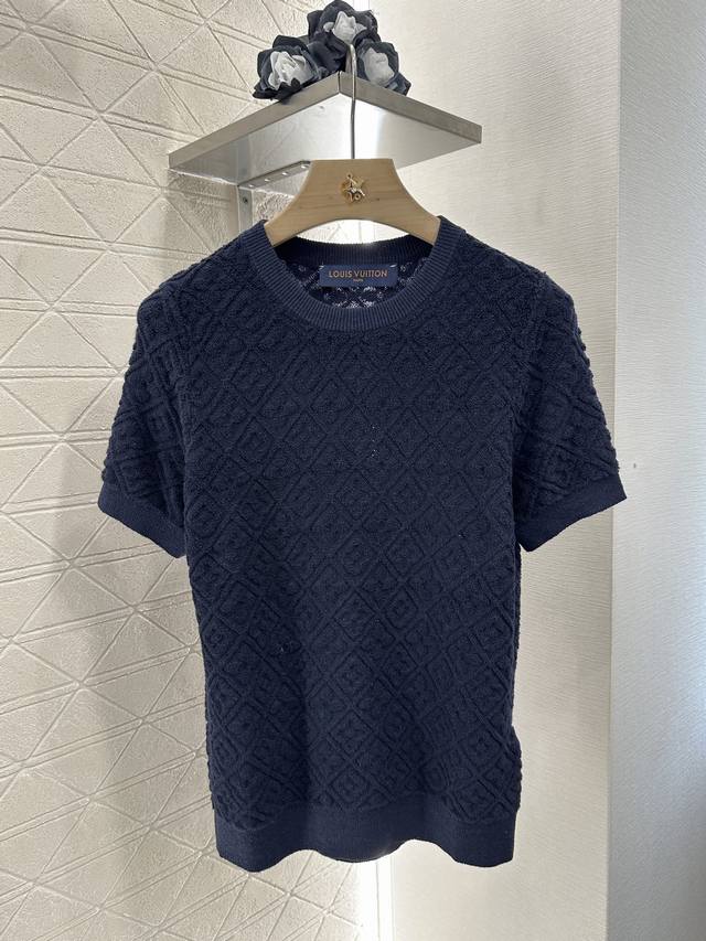 louis Vuitto*2025 New Arrivals Round Neck Jacquard Knitted Short Sleeves Cust