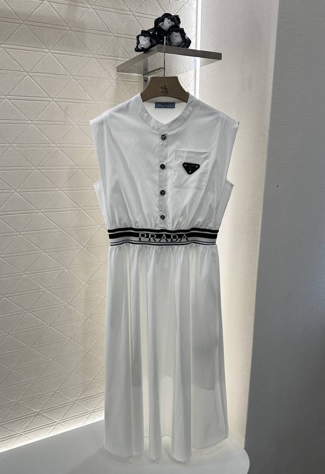 prad*2025 New Arrivals Round Neck Sleeveless Dress With Waist Customized Yb T