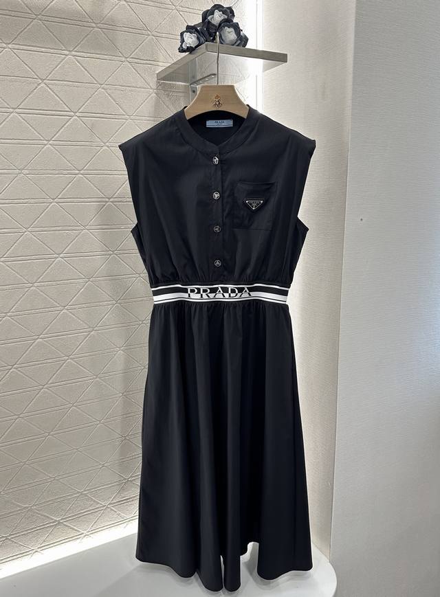 prad*2025 New Arrivals Round Neck Sleeveless Dress With Waist Customized Yb T