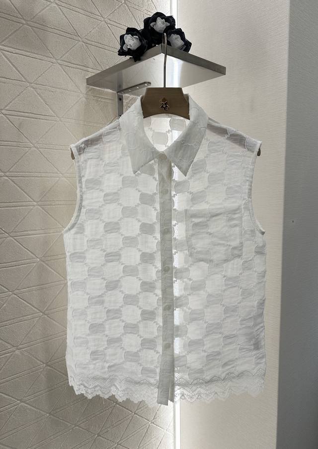 gucc*2025 New Arrivals Lace Stitching Jacquard Sleeveless Top Customized Yb I