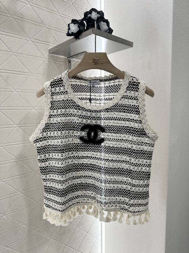chane*2025 New Arrivals Striped Knitted Tassel Lace Vest Customized Yb Cotton