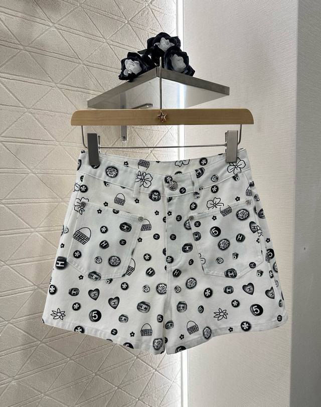 chane*2025 New Arrivals Printed Colorful Denim Vest Shorts Set Customized Yb