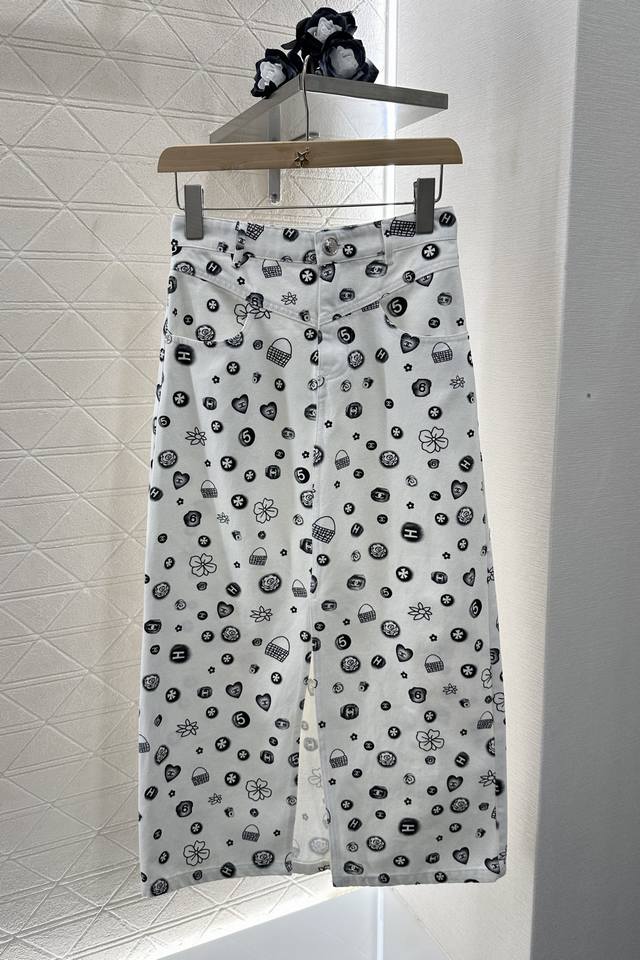 chane*2025 New Arrivals Printed Letter Straight Denim Skirt Customized Yb Twi