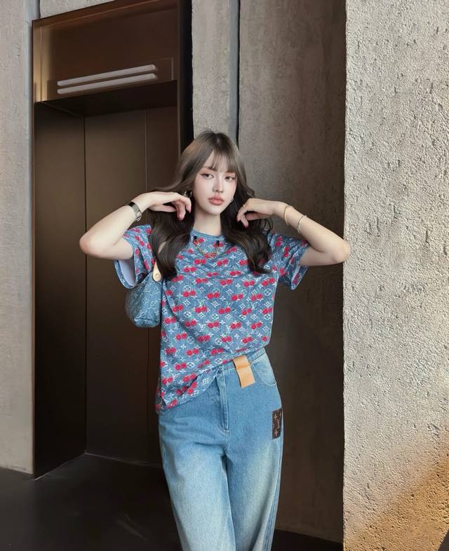 lv Donkey's Counter Model High Version Customized Fabric Cherry Letter Logo P