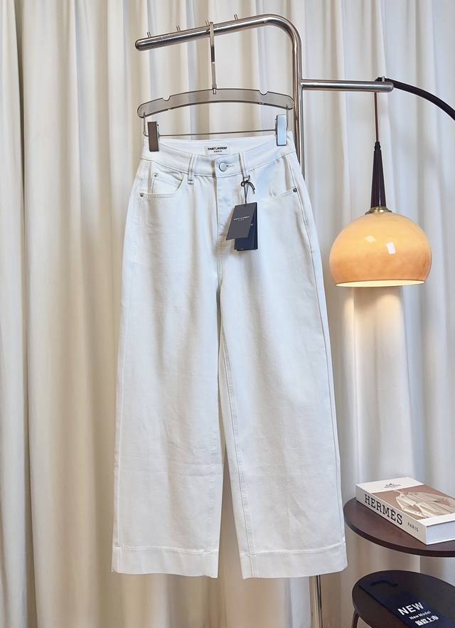 ys*New Catwalk Jeans Wide-Leg Pants Custom-Made Woven Four-Way Stretch Washed