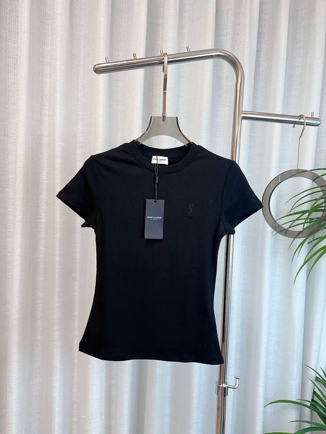 ys* New Embroidered Logo Logo Slim Fit Short-Sleeved Top Customized High-Elas