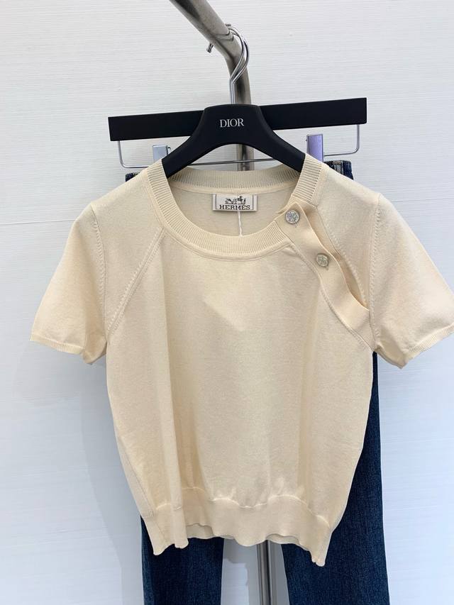 New Summer Style, Extremely Gentle Oblique Shoulder Knitted Short Sleeves, The C
