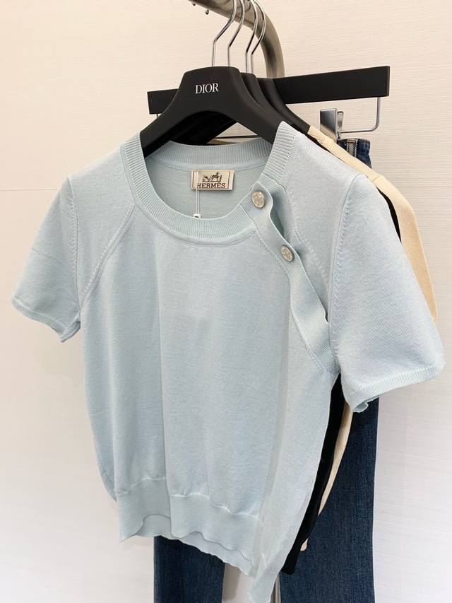 New Summer Style, Extremely Gentle Oblique Shoulder Knitted Short Sleeves, The C