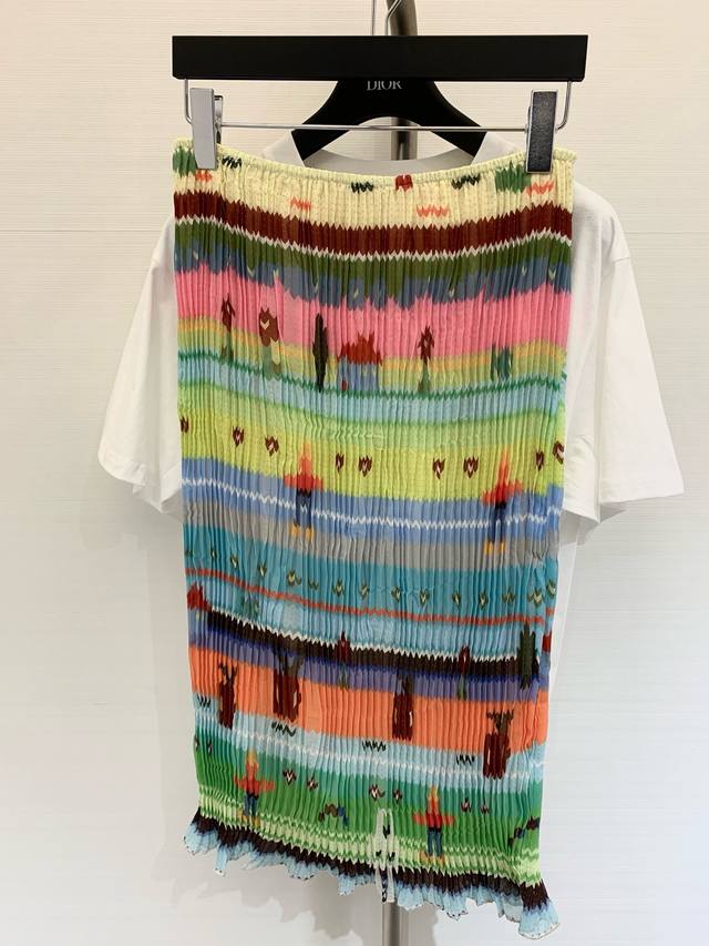 Niche 2025 Childlike Colorful T-Shirt Skirt Set Children Are Really Attracted By