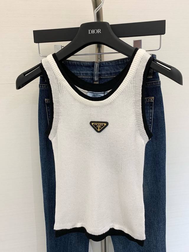 Summer New Inverted Triangle Round Neck Knitted Vest Custom Fabric Breathable De