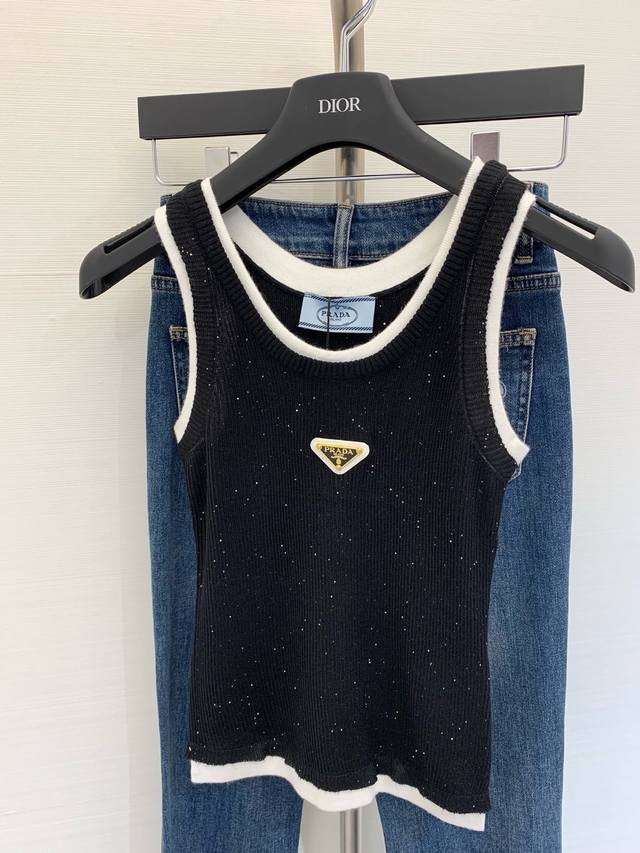 Summer New Inverted Triangle Round Neck Knitted Vest Custom Fabric Breathable De