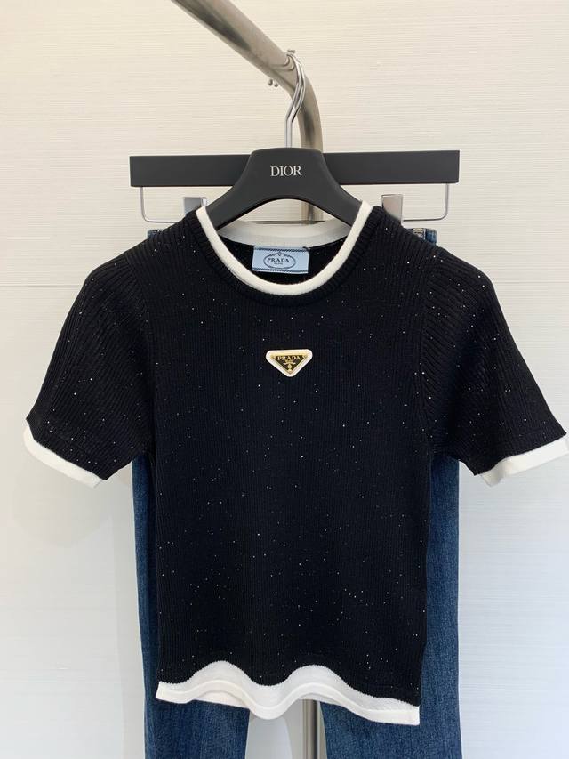 Summer New Inverted Triangle Round Neck Knitted Short Sleeves Custom Fabric Brea