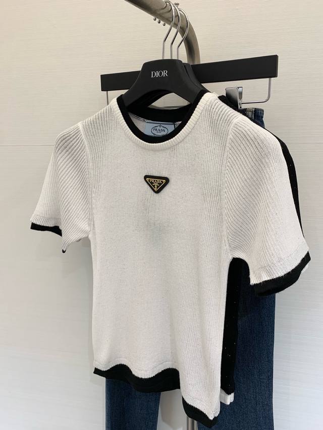 Summer New Inverted Triangle Round Neck Knitted Short Sleeves Custom Fabric Brea