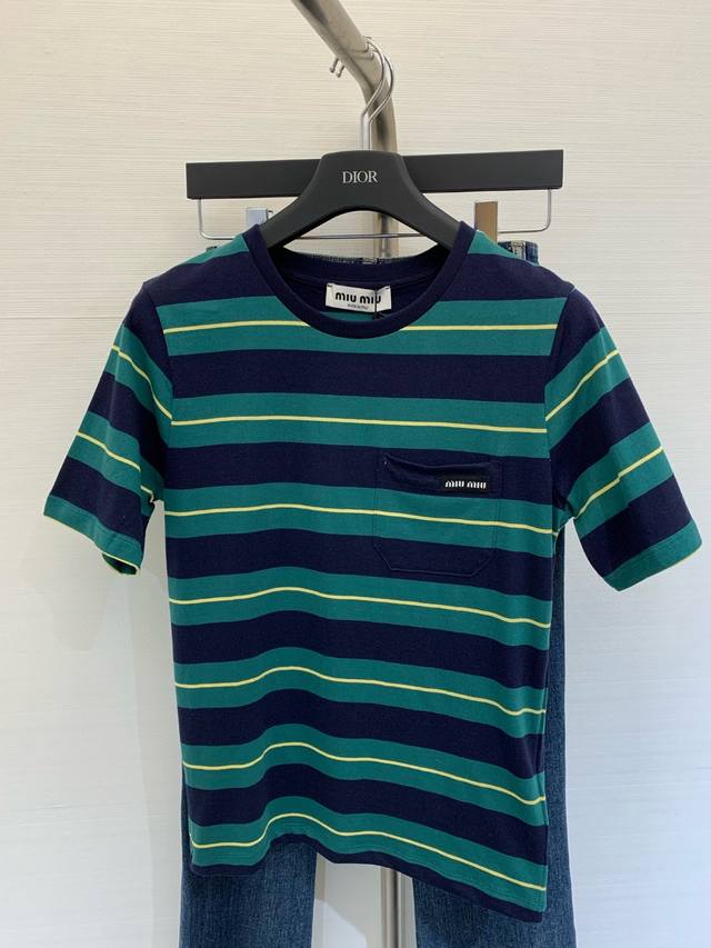 New Spring/Summer Micro-Striped Short-Sleeved Crew Neck Shirt Made Of Plain Cott