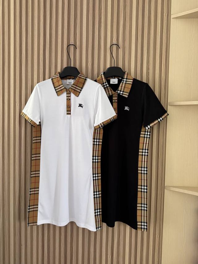 Popular Plaid Lapel Dress With High Version. The Porous Pique Cotton Fabric Is V
