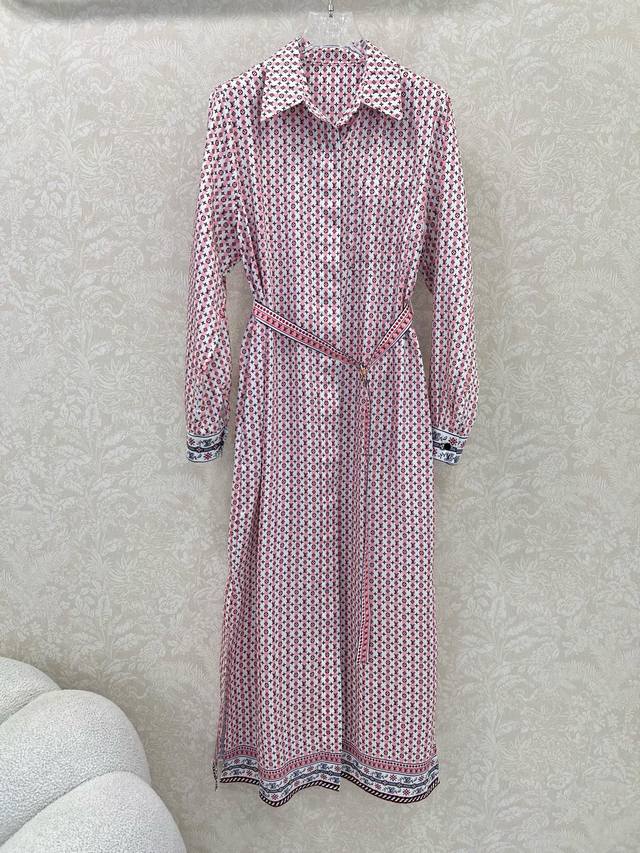 louis Vuittin*25 New Series Models This Season's New Floral Print Shirt Dress