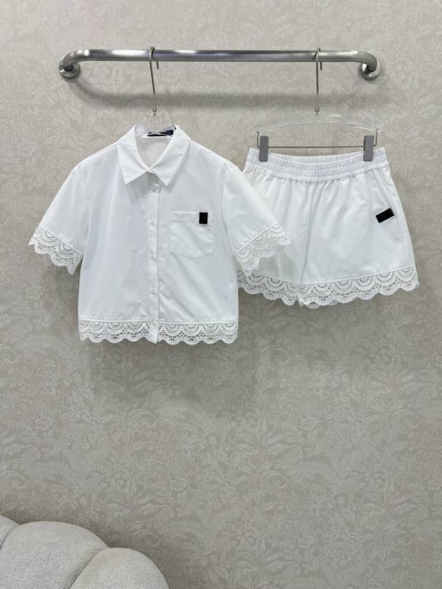 louis Vuitto* 25 New Lace Suit With Lapel Short Sleeves And Shorts. Customize