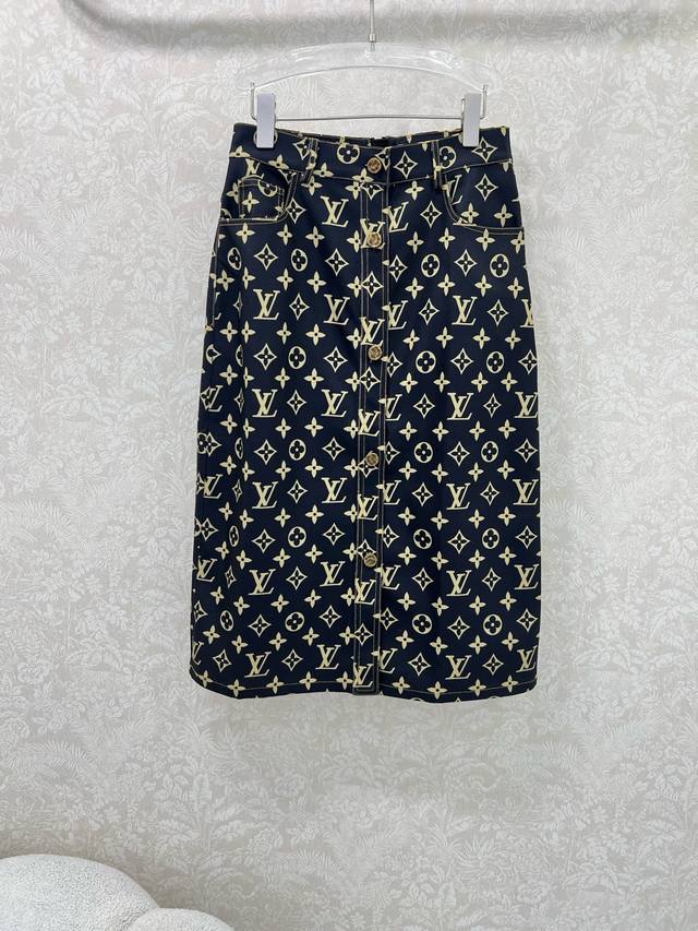 louis Vuitt*N25 New Denim Skirt, Customized With Hardware Front Zipper, A Mus