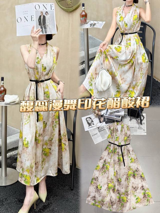 Dress Furui Dance Print Acetate Dress Acetate Fabric Has A Soft Sheen And A Full