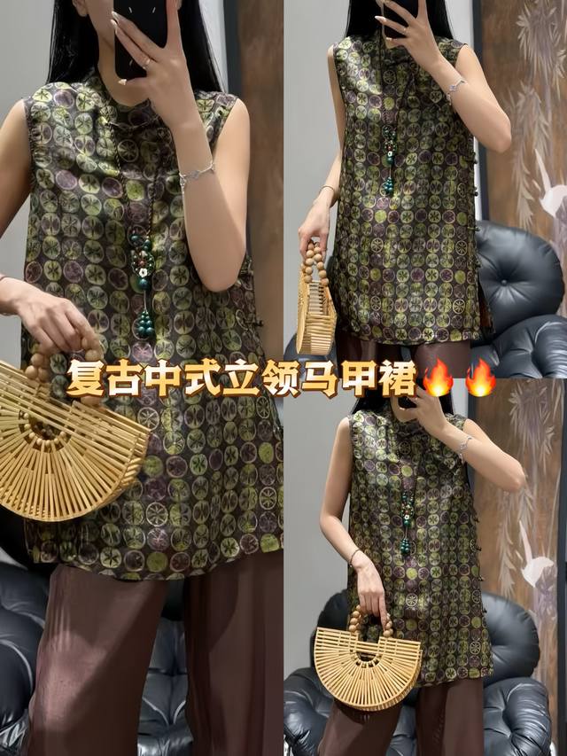 Dress Hot Style Is Coming. Chinese High-End Round Neck Retro Sleeveless Chinese