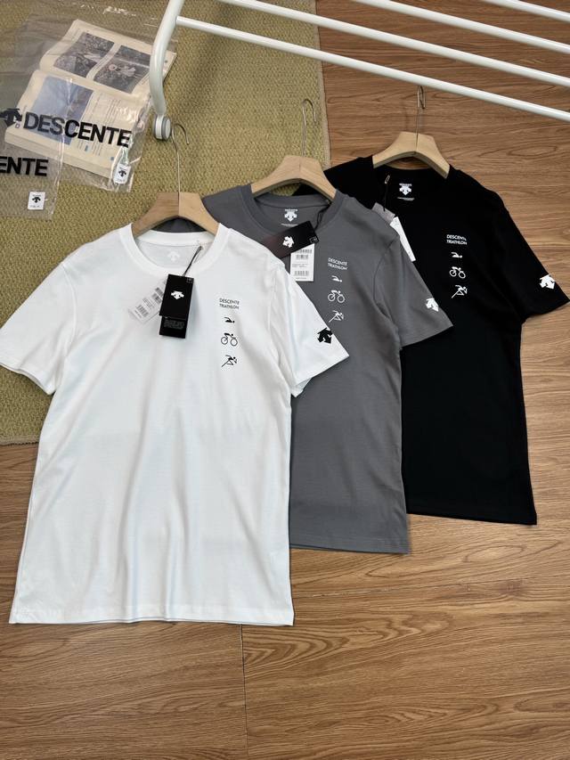 Descente men's comfortable and breathable sports casual letter short-sleeved T-s