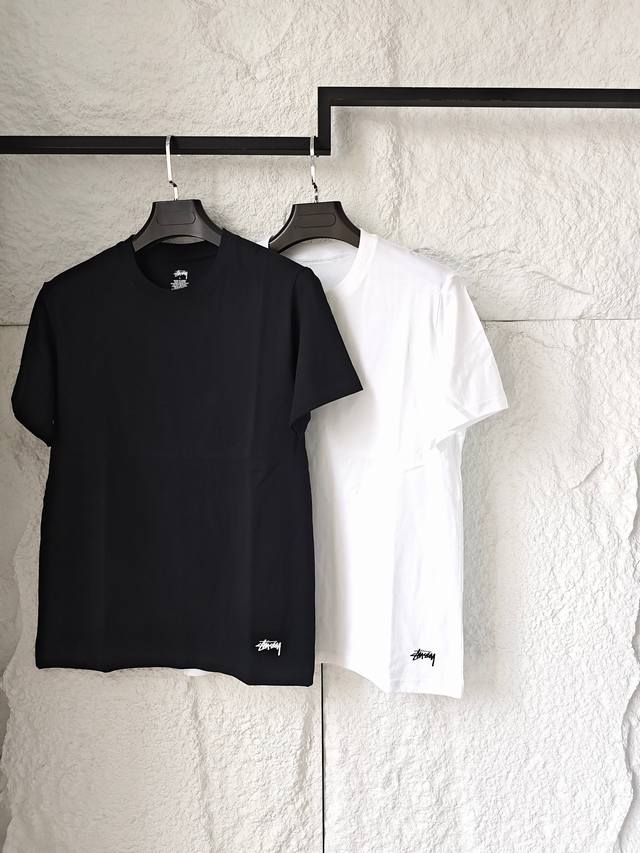 Two pieces in a pack Stussy basic cotton base shirt round neck short-sleeved T-s