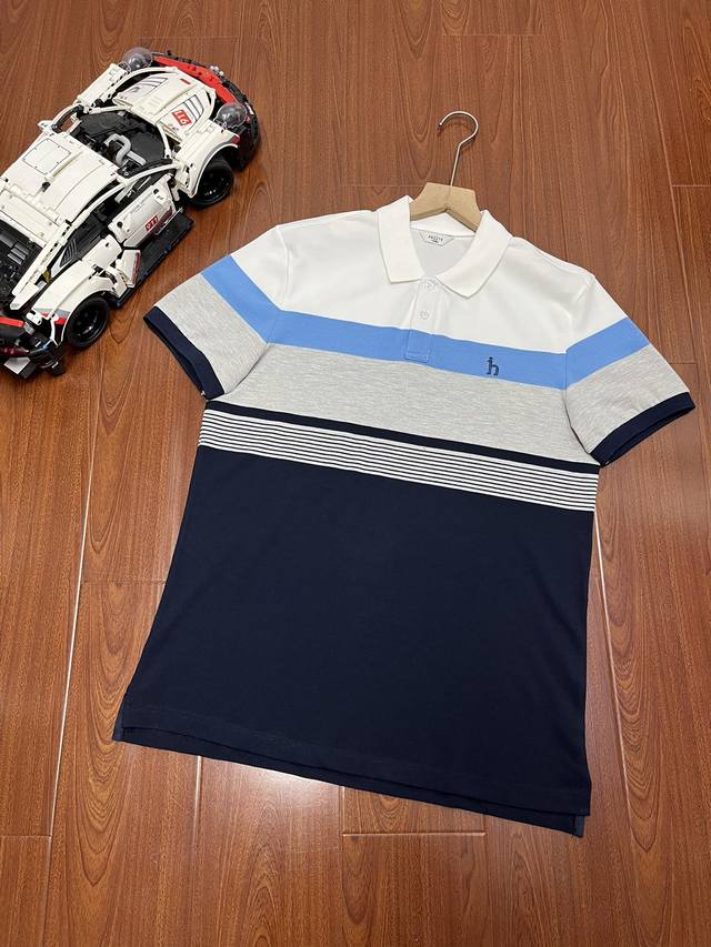 Summer Haggis new men's striped casual short-sleeved T-shirt loose breathable to