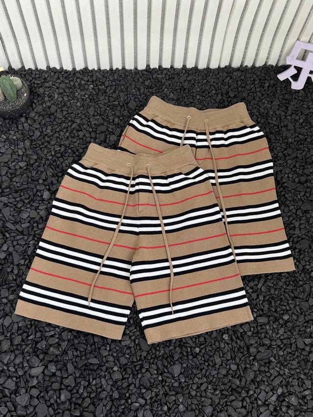 Burberry Summer Classic Striped Plaid Wool Shorts Half Pants Men and Women High-