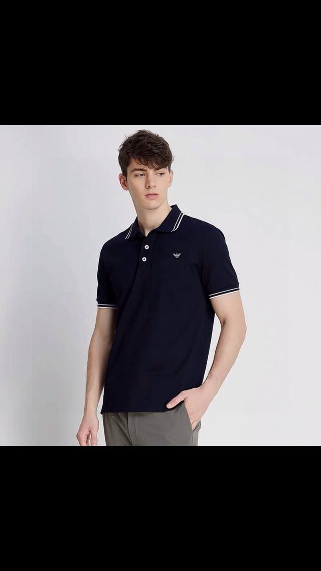 Armani men's summer leisure, fashionable double lapel Polo short sleeve! Counter