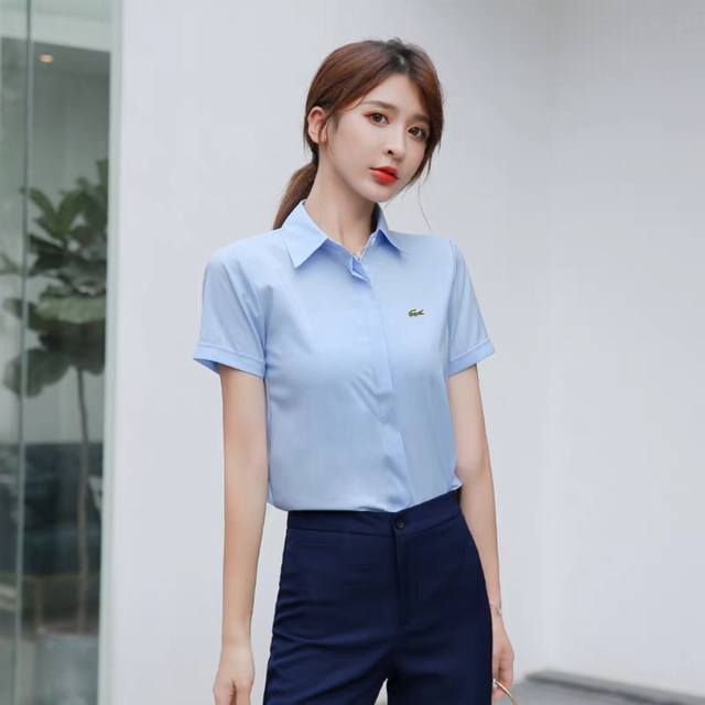 Lacoste French crocodile mercerized cotton shirt for women, new summer white sho