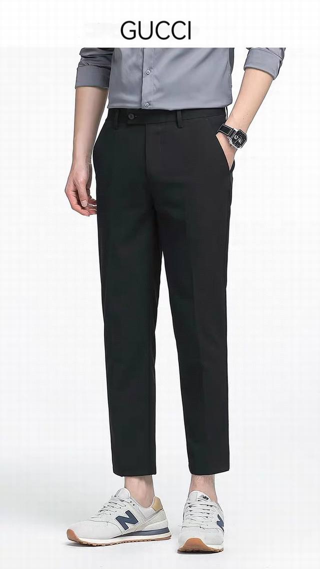 Gucci Bee Summer Anti-wrinkle Cropped Pants, cotton blended material, spandex fa