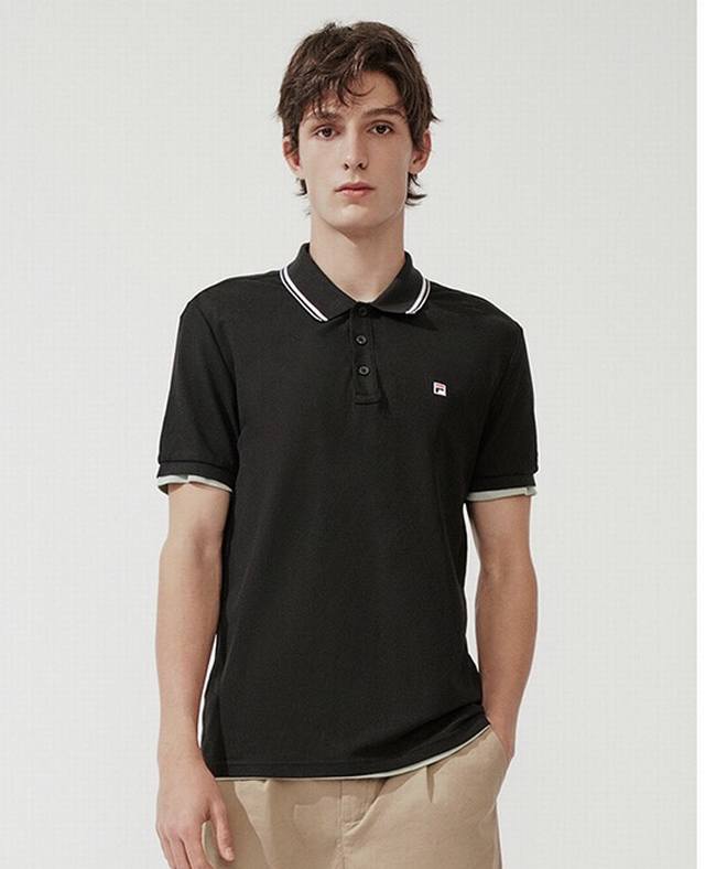 Fila Polo double-strip new lapel, high-grade fabric, double-strand mercerized co